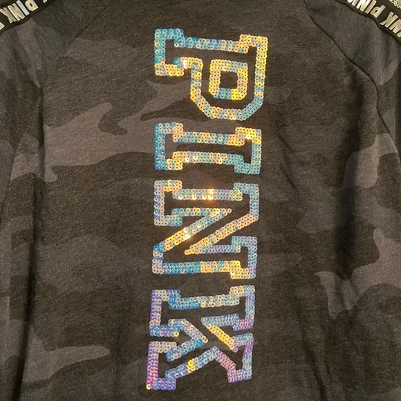 Camo mermaid and silver bling PINK zip up hoodie - Picture 3 of 4